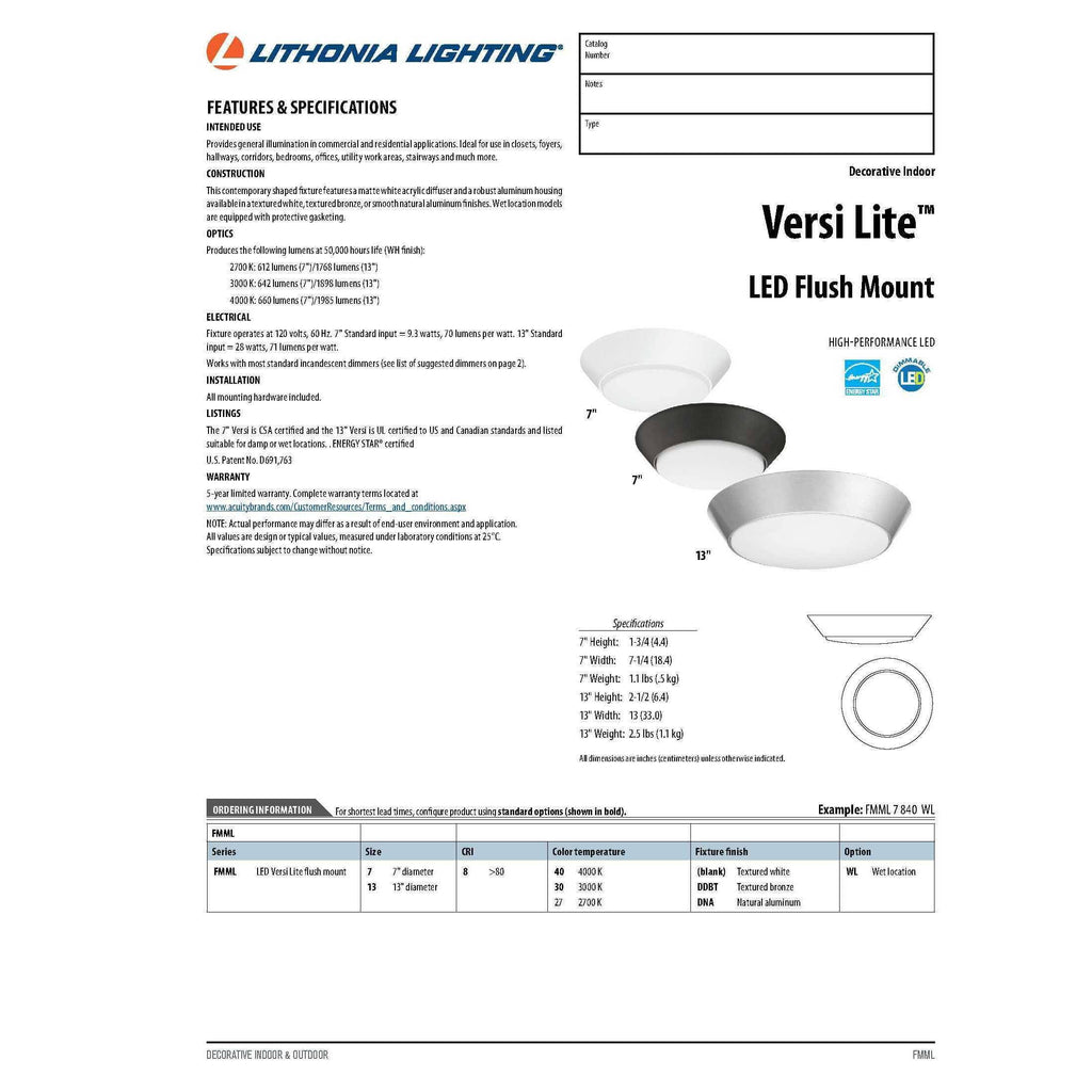 13-inch 4000K Bronze LED Wet Location Flush Mount Light T14339