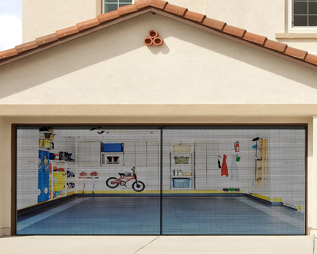 Black Fiberglass Mesh Garage Door Screen L40565