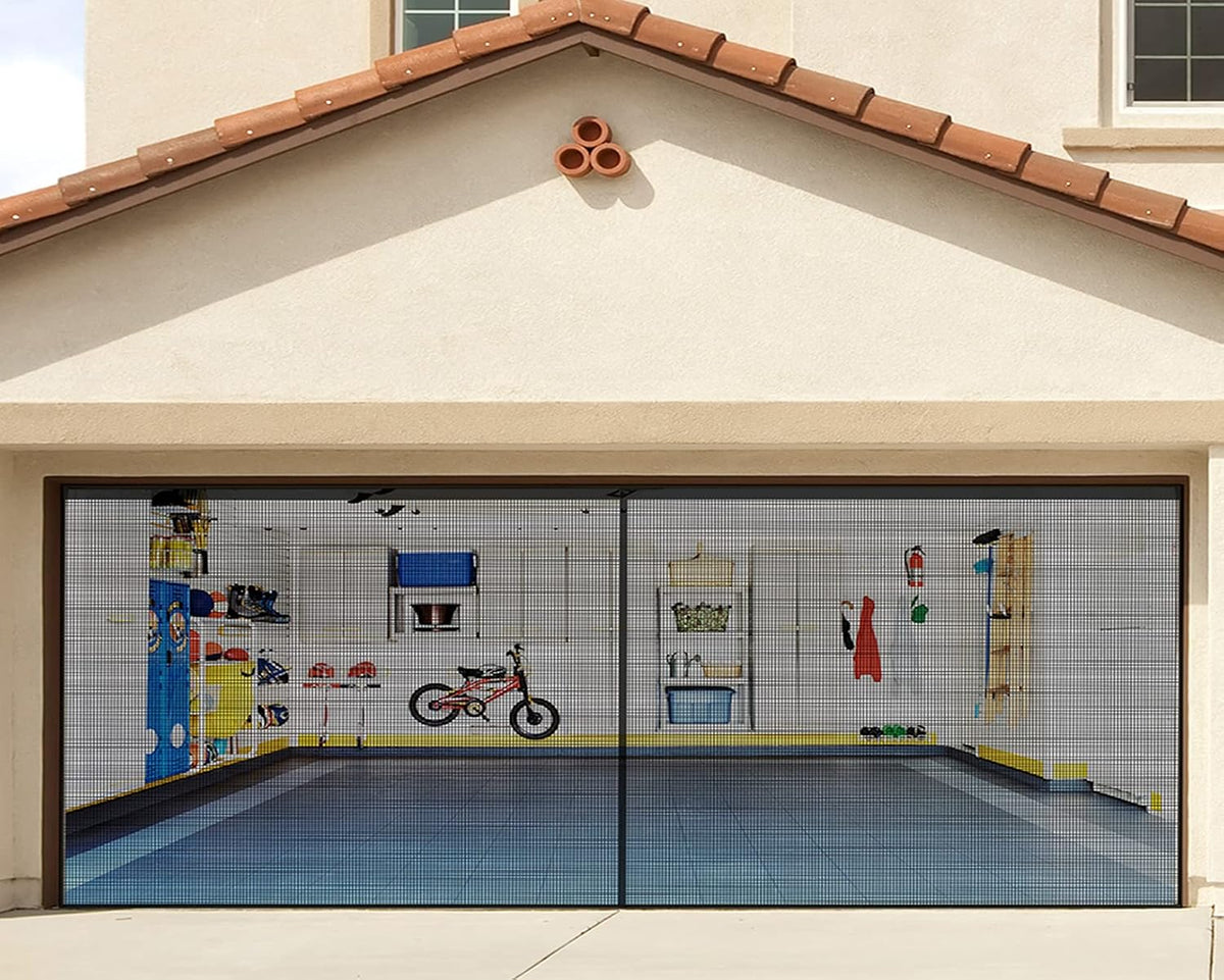 Black Fiberglass Mesh Garage Door Screen L40565