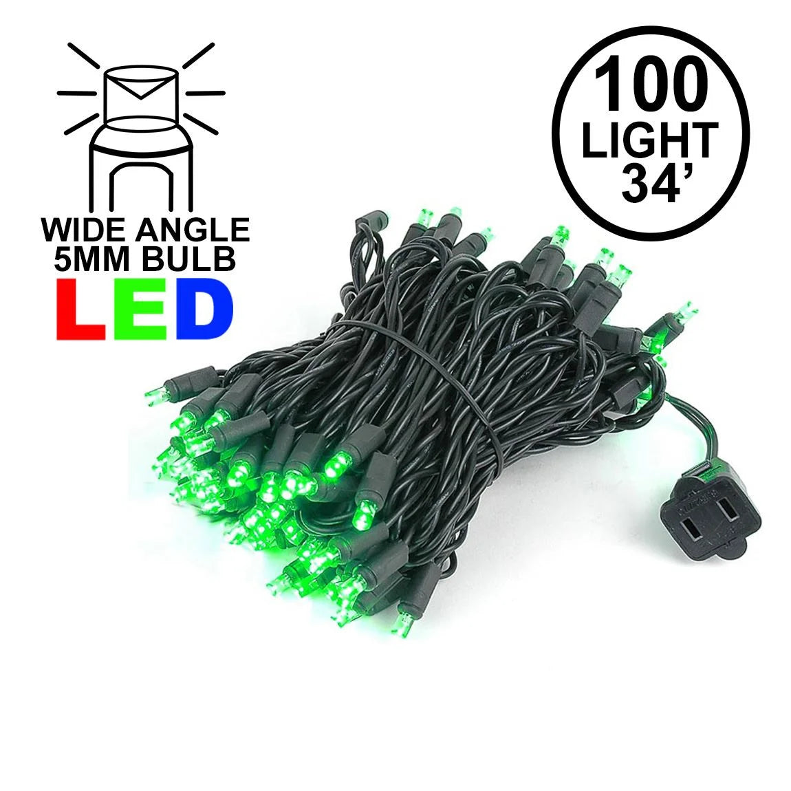 100 Light LED Christmas Mini Light Set, Warm White, Black Wire Q87926