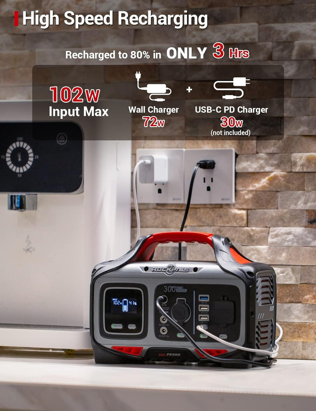 300W Portable Power Station, 280wh (78000mAh) Solar Generator with 110V Pure Sine Wave AC Outlet U860