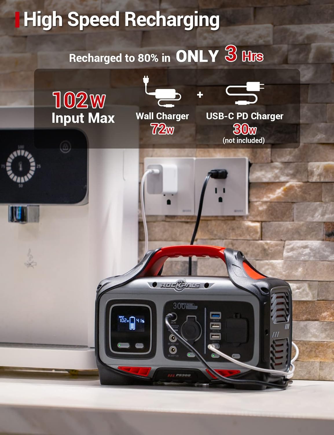 300W Portable Power Station, 280wh (78000mAh) Solar Generator with 110V Pure Sine Wave AC Outlet U860