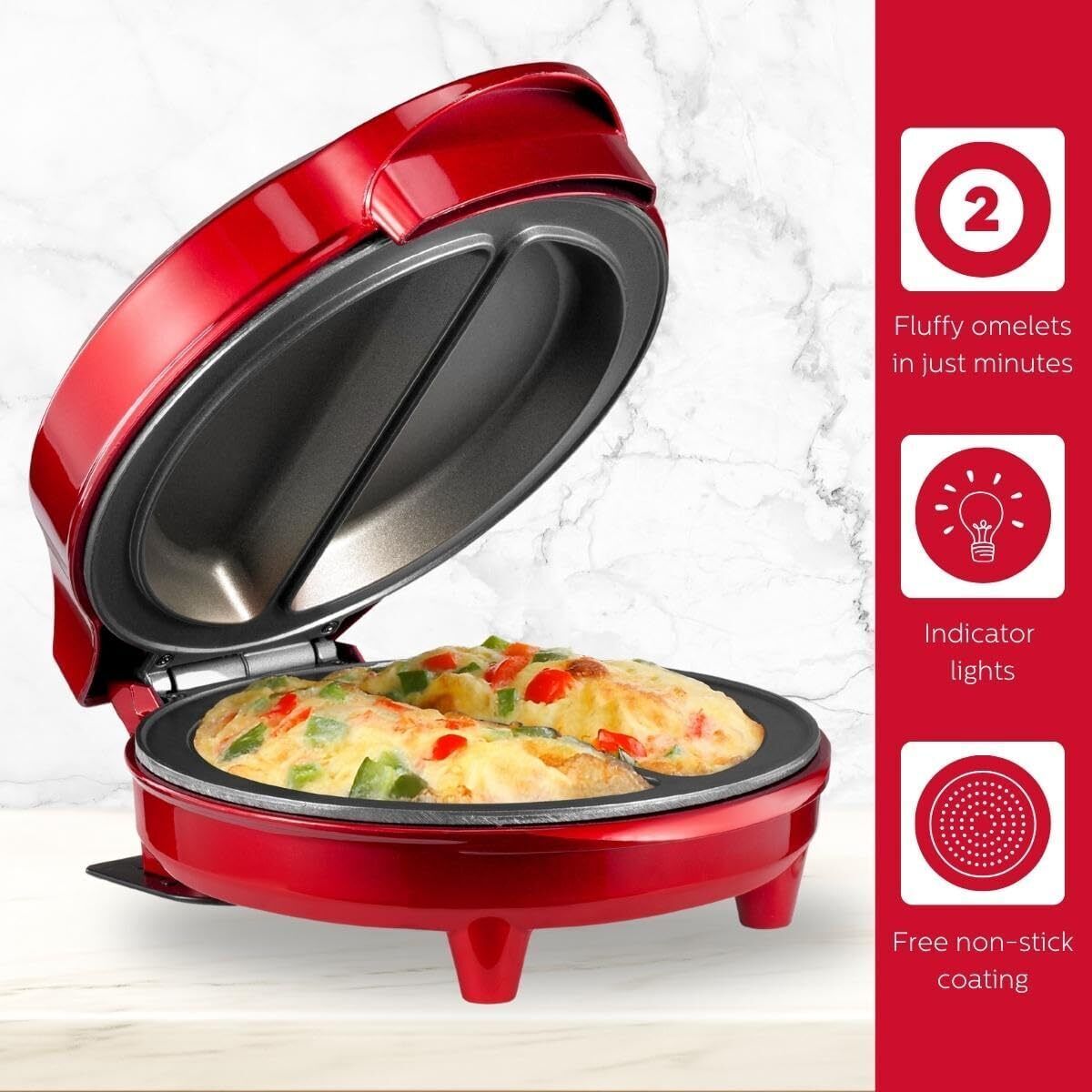 Metallic Red Non-Stick 2 Section Omelet & Frittata Pan F3002