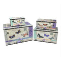 Set of 4 Wooden Butterfly Decorative Storage Boxes U8522