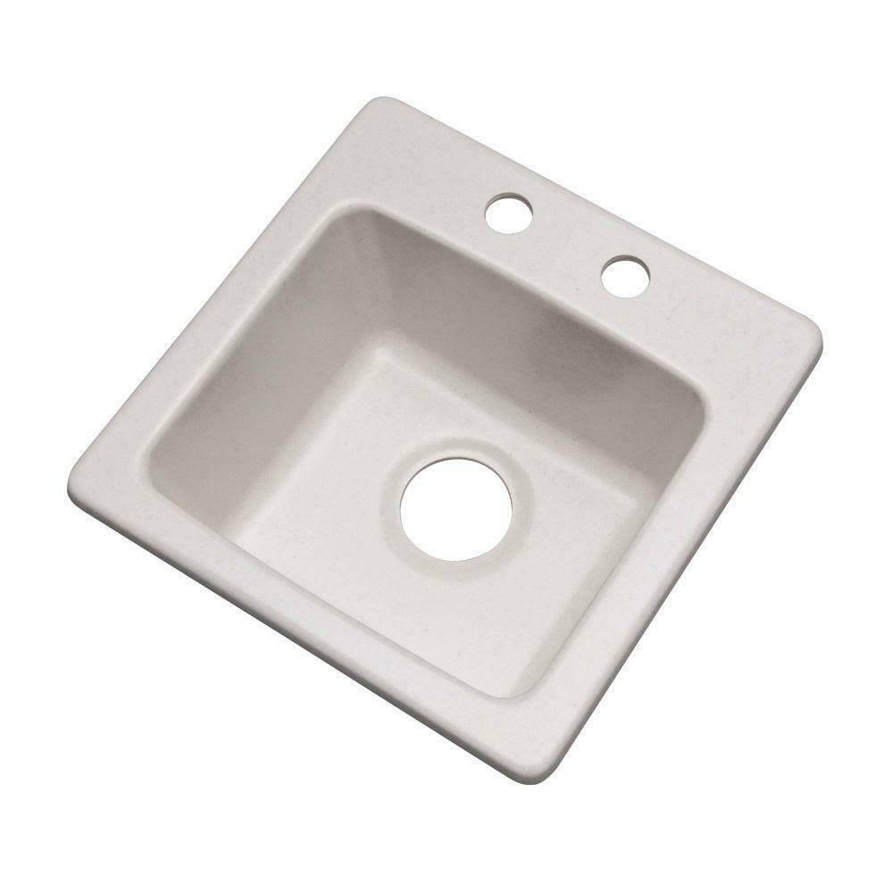 Composite Granite Prep Sink with Two Holes, 16-Inch, Soft White L366996