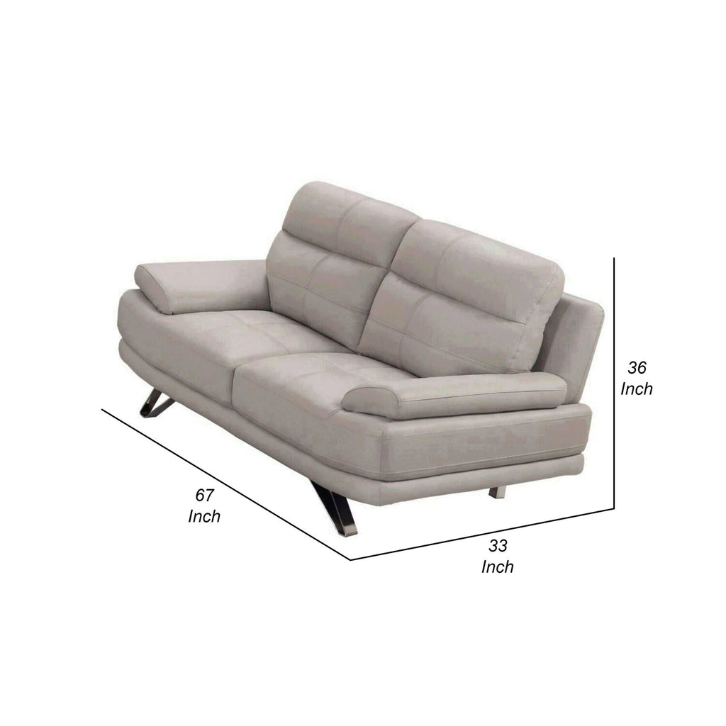Light Gray Leather Loveseat X58486
