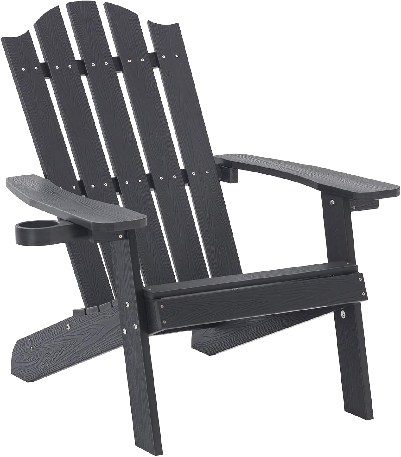 Dark Blue Plastic Adirondack Chair with Cup Holder L71230