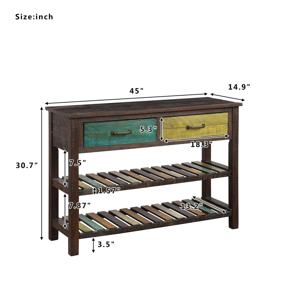 Console Table with Drawers and 2 Tiers Shelves P367371