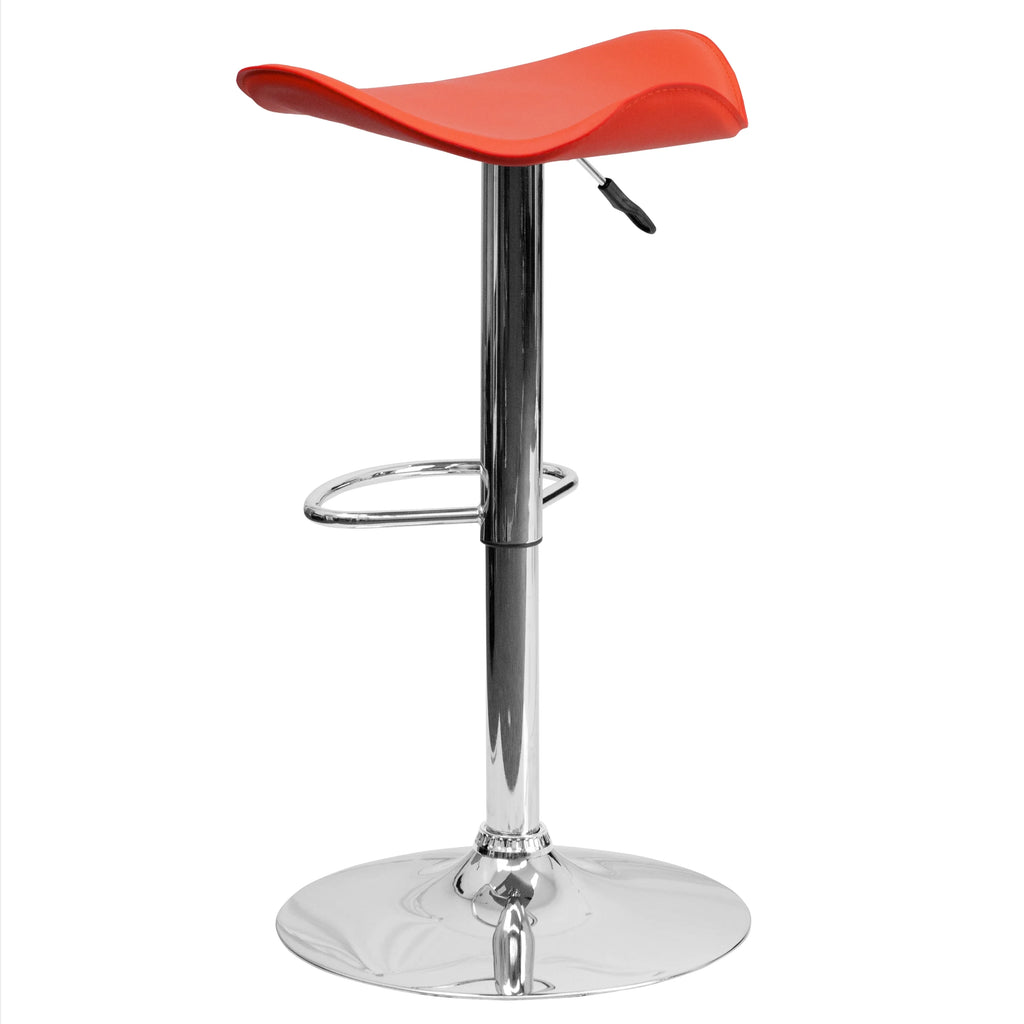 Orange Vinyl Adjustable Height Barstool with Chrome Base L420372