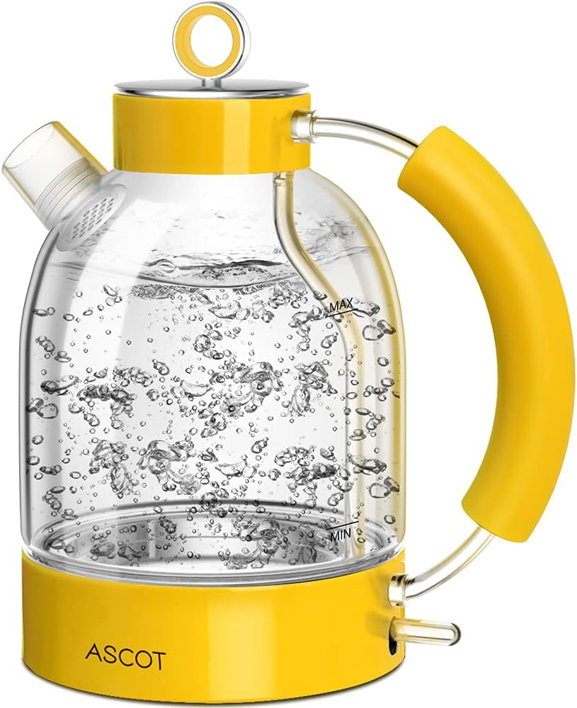 Beige Glass Electric Kettle 1.7L 1500W Cordless, Pack of 2 W564