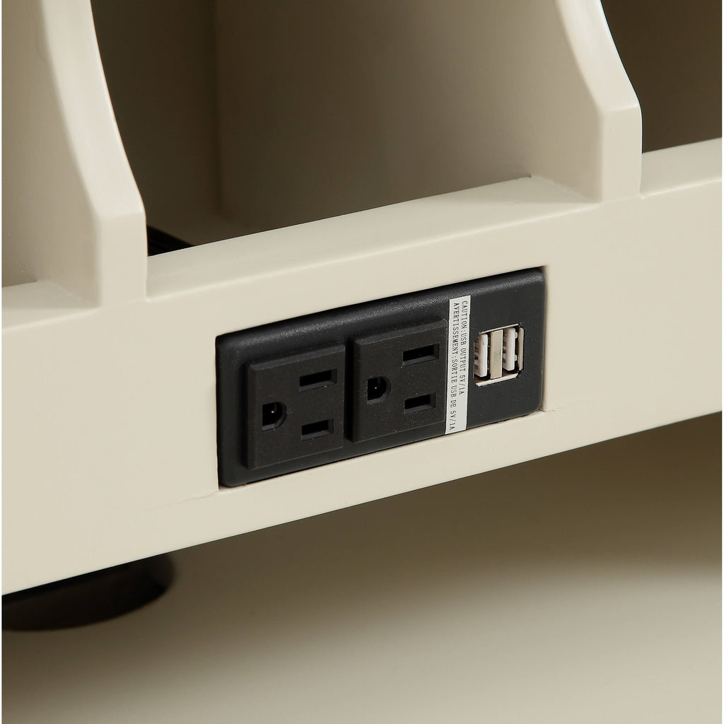 Cream Two Door One Drawer Drop Lid Cabinet with Power O58628