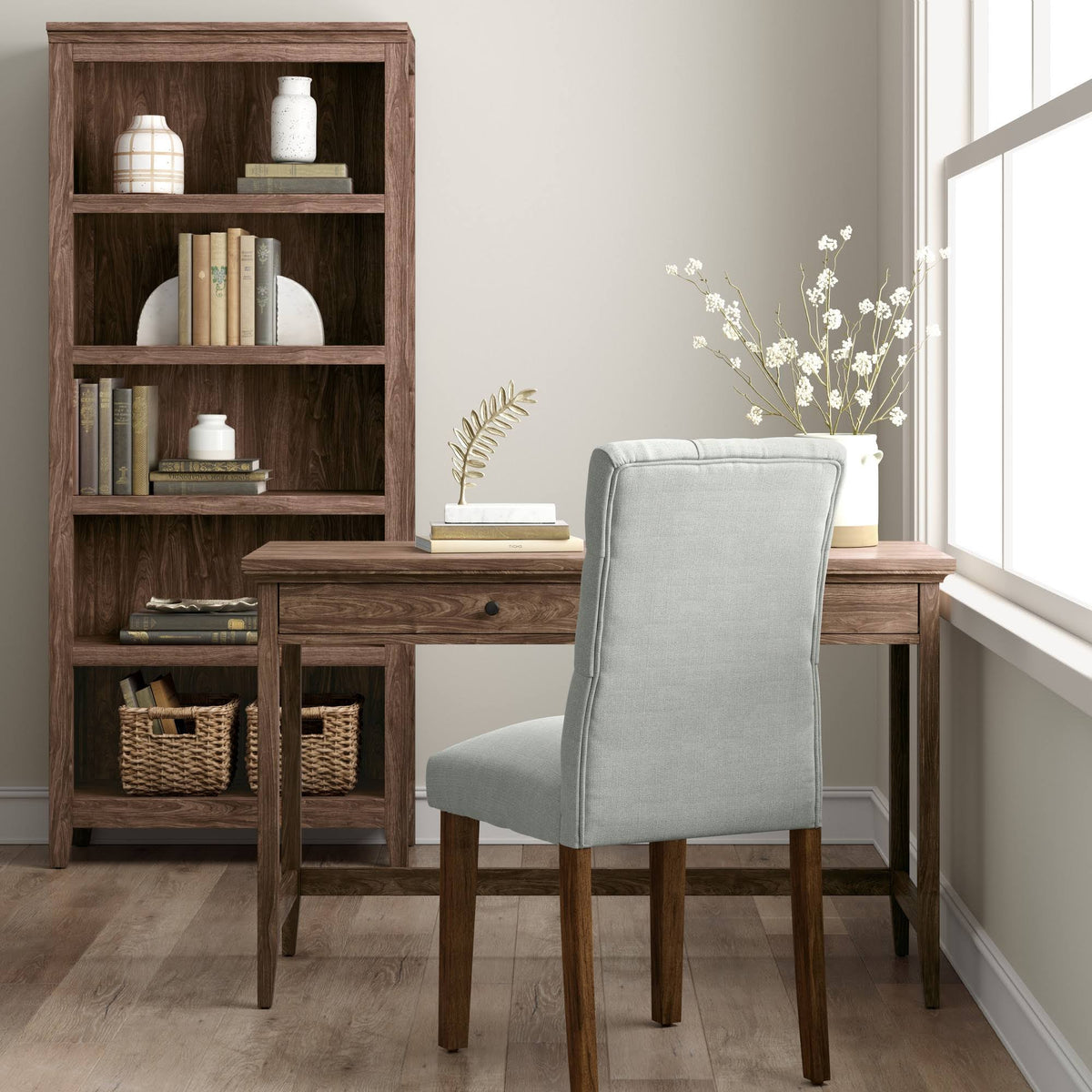 Walnut Brown 5-Shelf Bookcase P433649