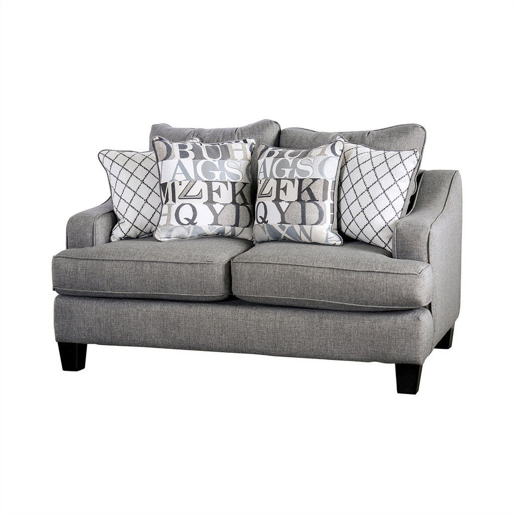 Bluish Gray Fabric 3-Piece Sofa Set with Ottoman W859