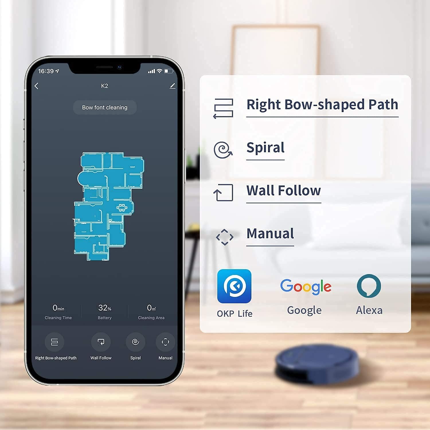 Blue Robot Vacuum Cleaner 1800 mAh Q22897