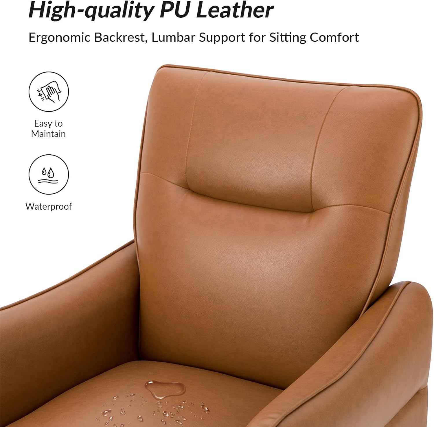 Camel Faux Leather Armchair with Wooden Legs J6213