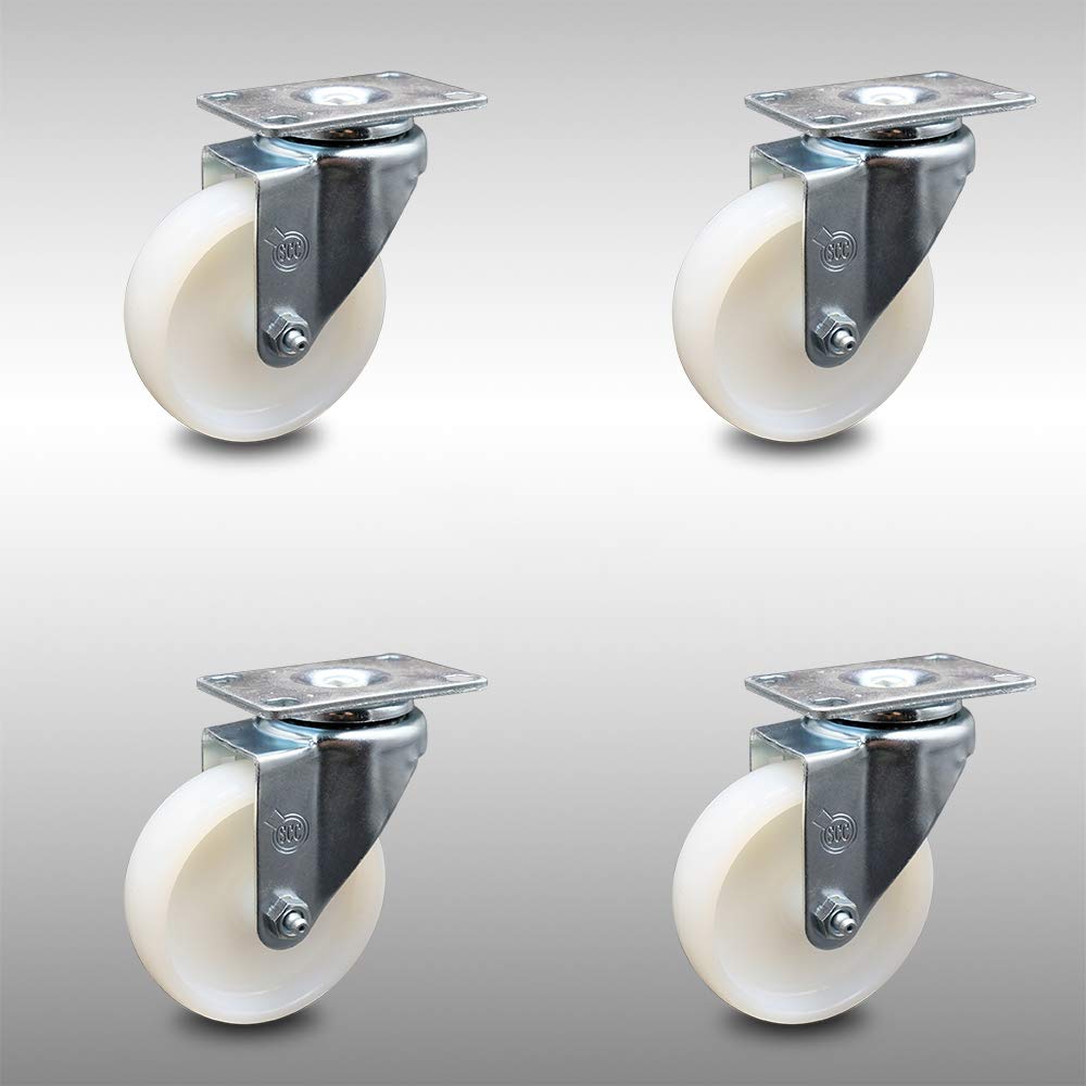 Swivel Caster with Top Locking Brake, 5 x 1.25 White Wheel, 300 lbs Capacity, Pack of 2 B892