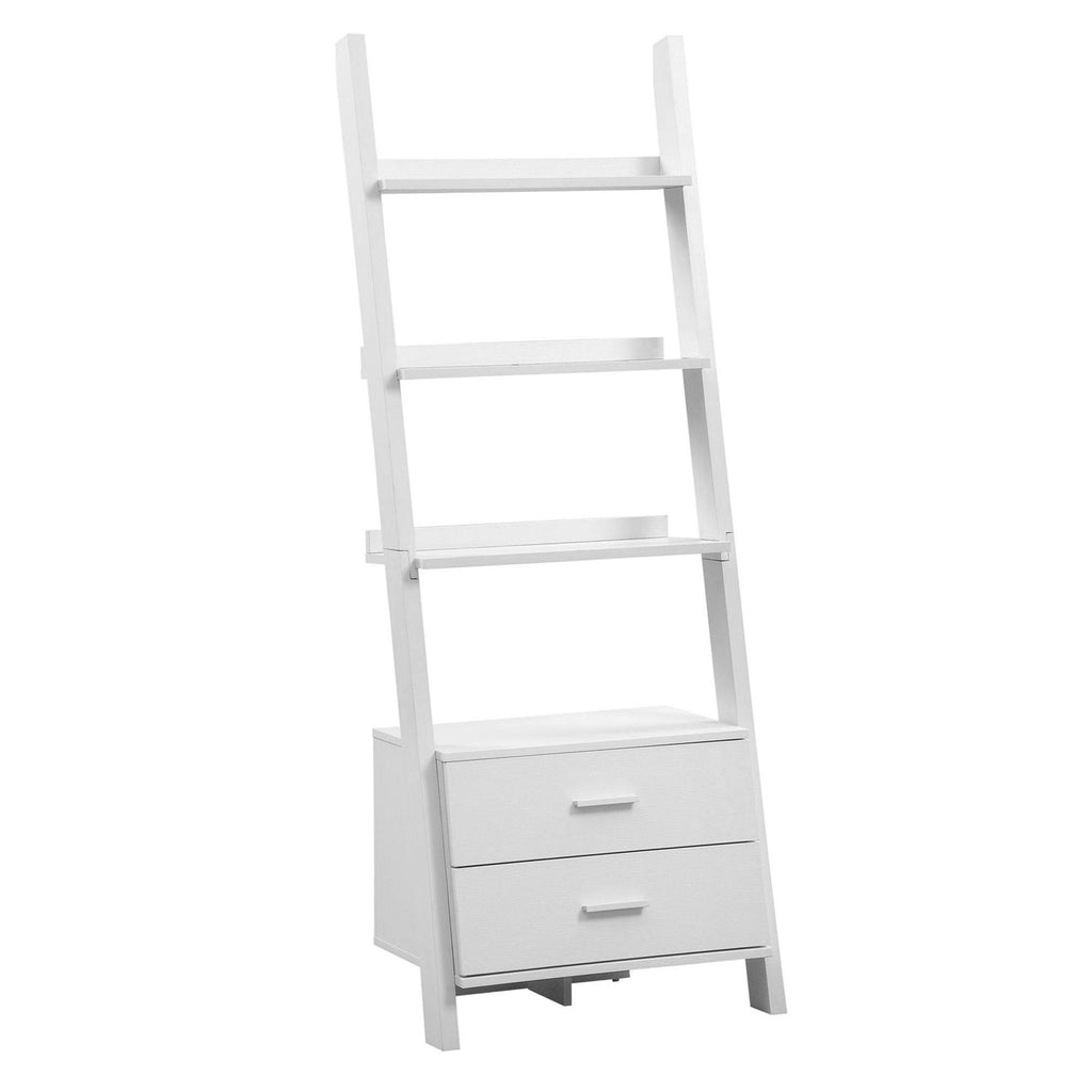 White Rectangular Ladder Bookcase L939
