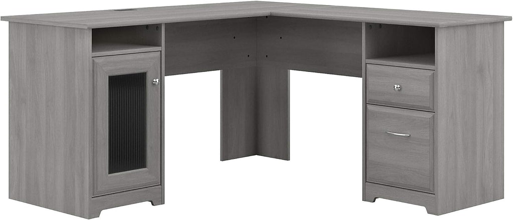 Heather Gray L Shaped Computer Desk T42305