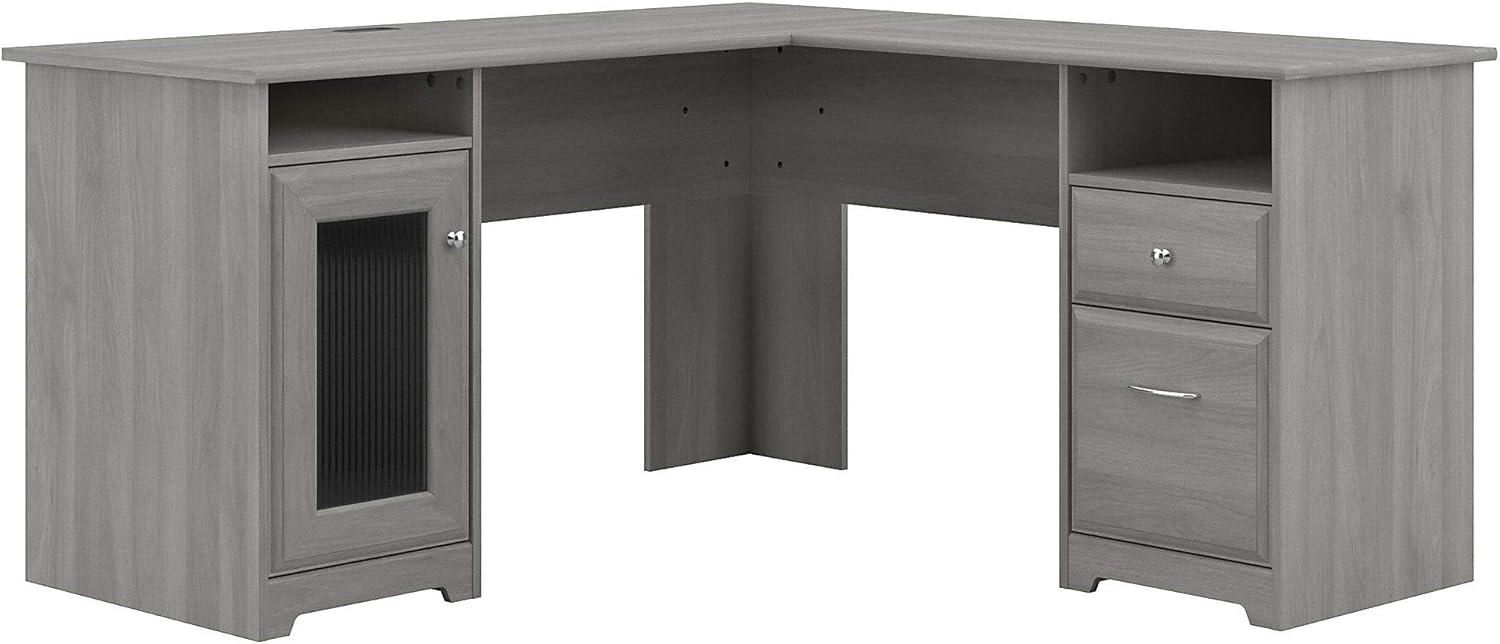 Heather Gray L Shaped Computer Desk T42305