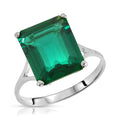 14K Solid White Gold Emerald Solitaire Ring I824183