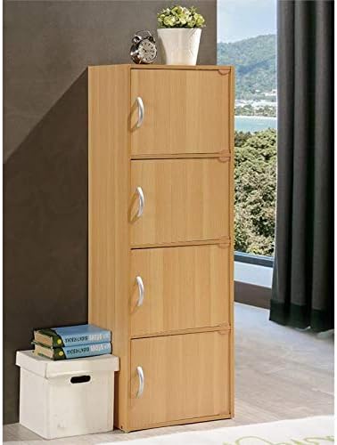 4 Shelf 4 Door Bookcase in Beech E64056