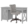 54W Computer Desk with Storage and Mid Back Tufted Office Chair in Cape Cod Gray A3873