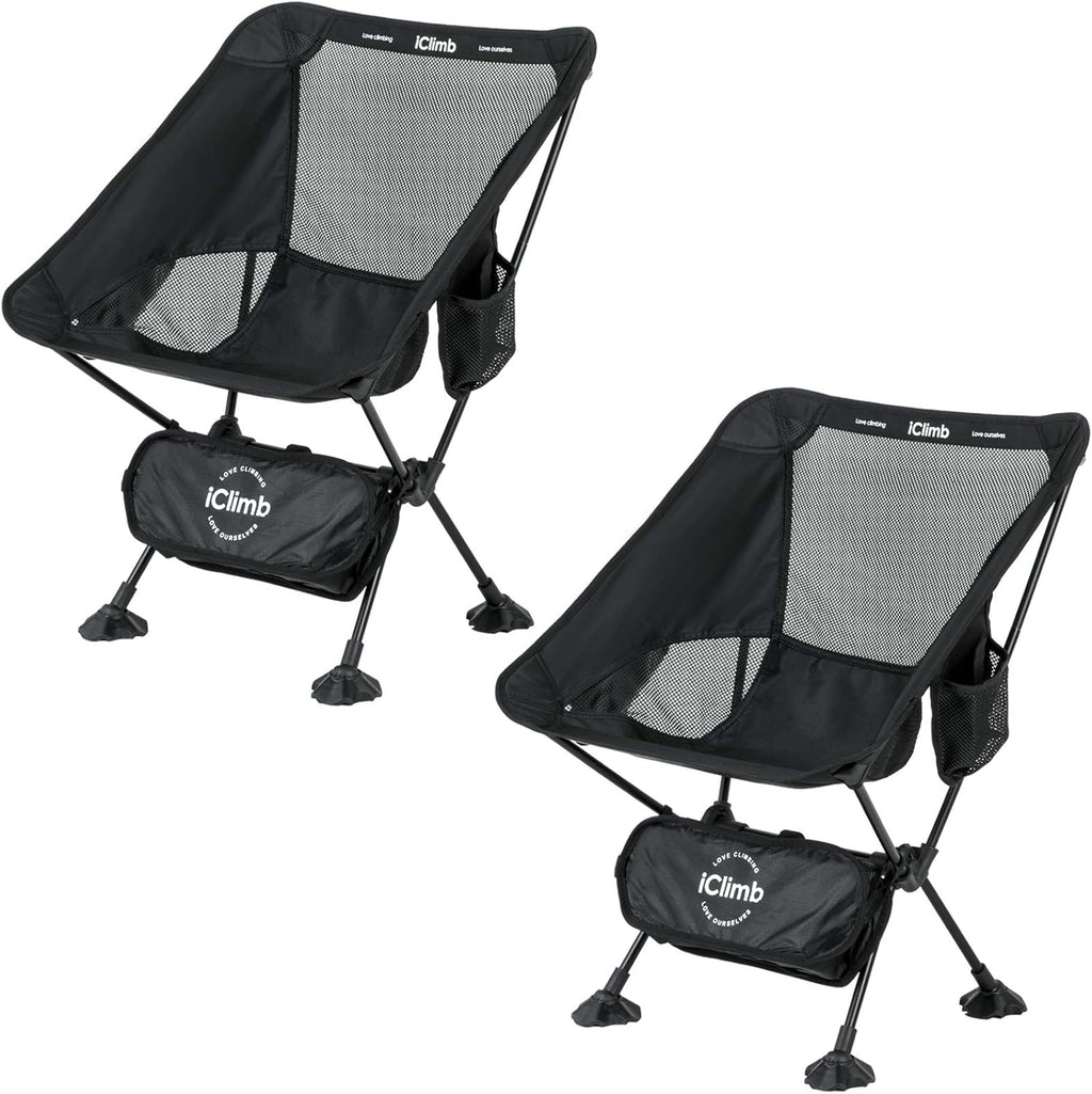 2PC Ultralight Compact Camping Folding Beach Chair with Anti-Sinking Large Feet Q289051