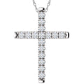 14k White Gold Diamond Cross Pendant Necklace X937