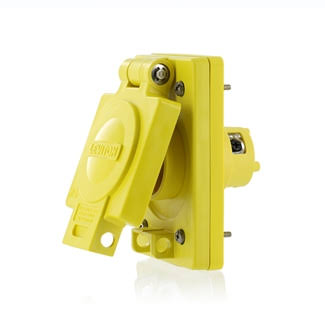 Yellow Single Inlet with Cover, 15 Amp 125 Volt V86735