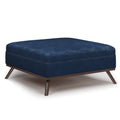 Distressed Dark Blue Faux Leather Square Coffee Table Storage Ottoman M4646