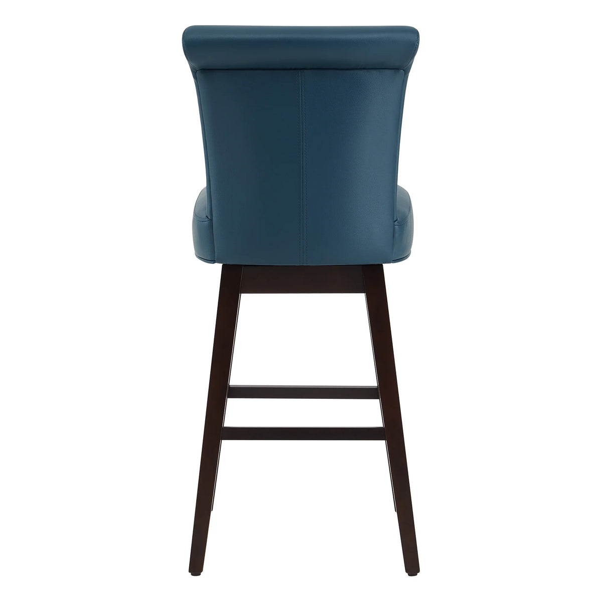 Dark Blue Faux Leather Upholstered Swivel Counter Bar Stools Set of 2 H141735