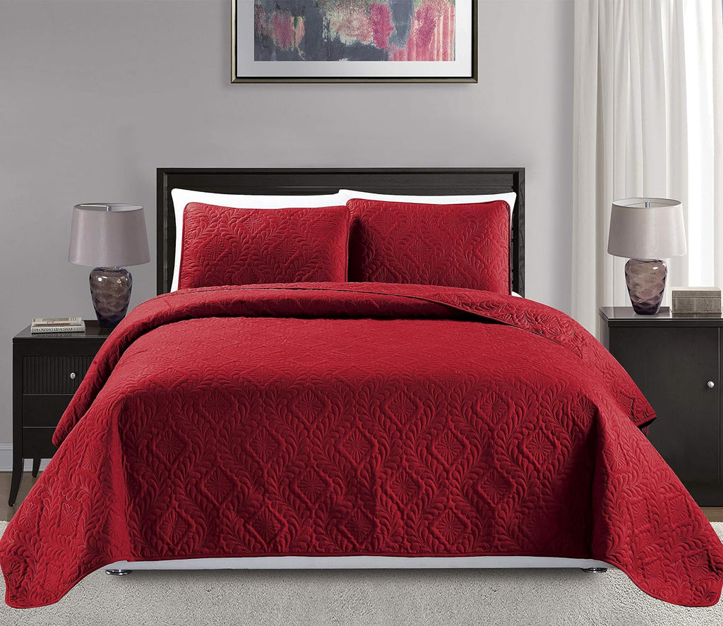 3pc King/California King Oversized Diamond Bedspread Bed Cover Solid Beige S61737