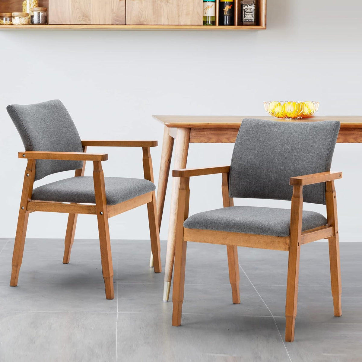Mid Century Modern Walnut Wood Dining Chairs, Set of 2 F2077