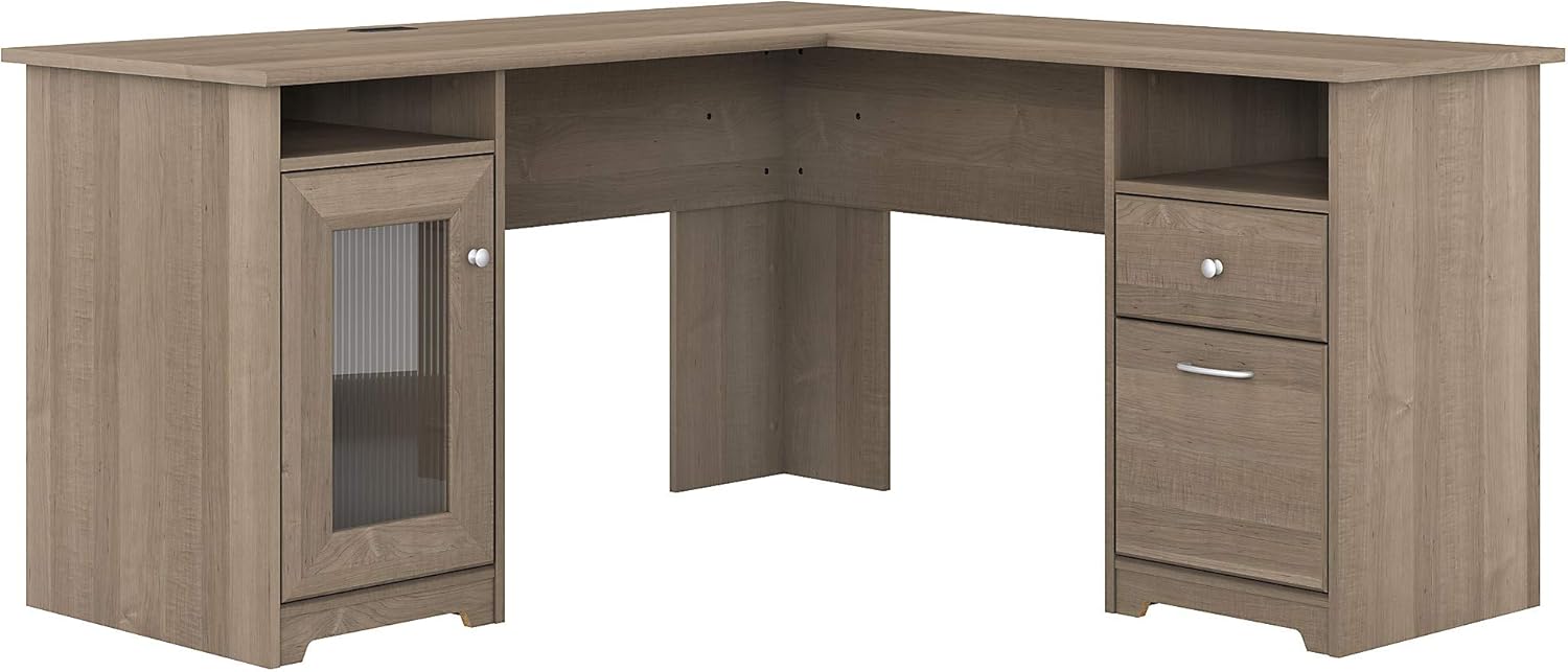 Heather Gray L Shaped Computer Desk T42305