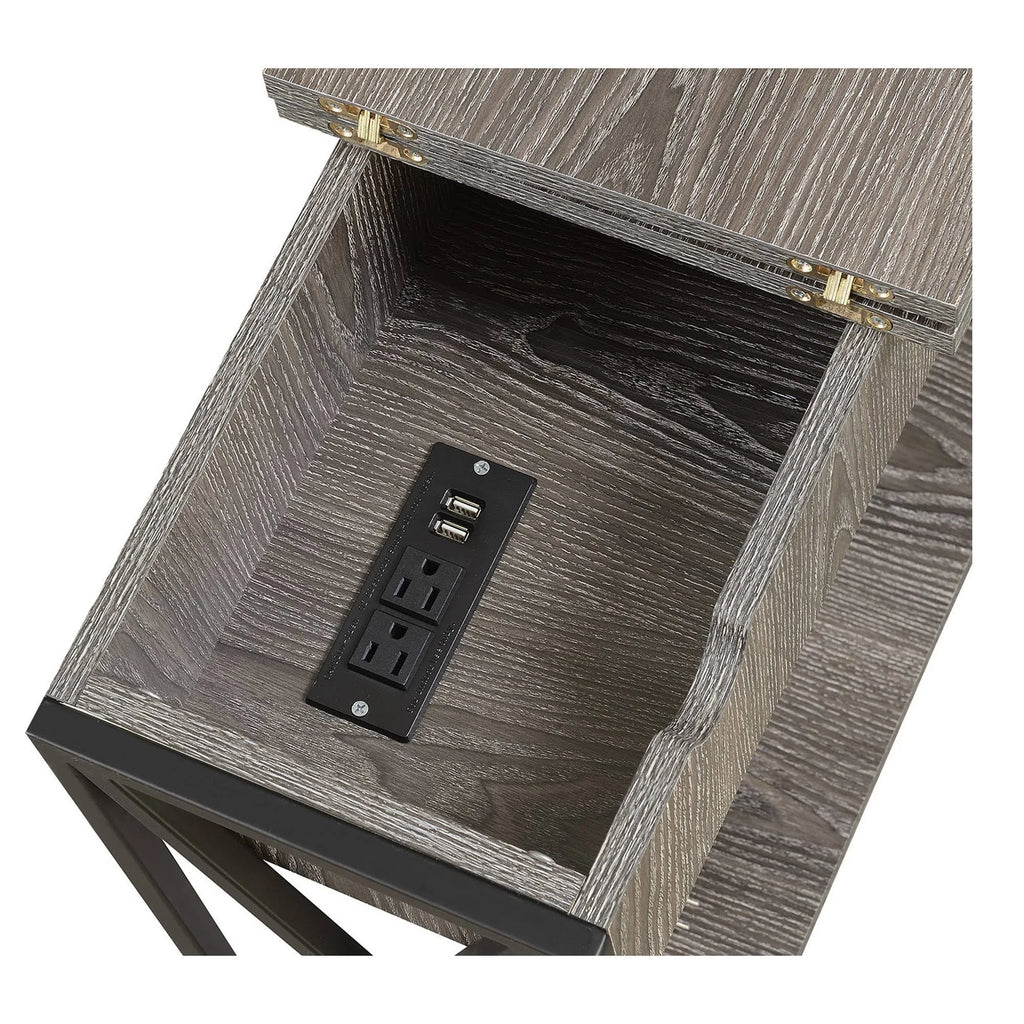 Weathered Gray Flip Top End Table Y111