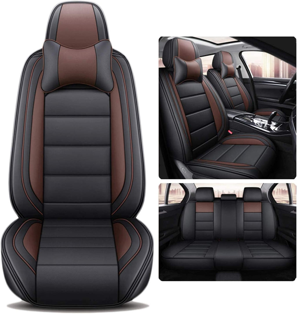 Black Coffee Leatherette Car Seat Cover Full Set P1467