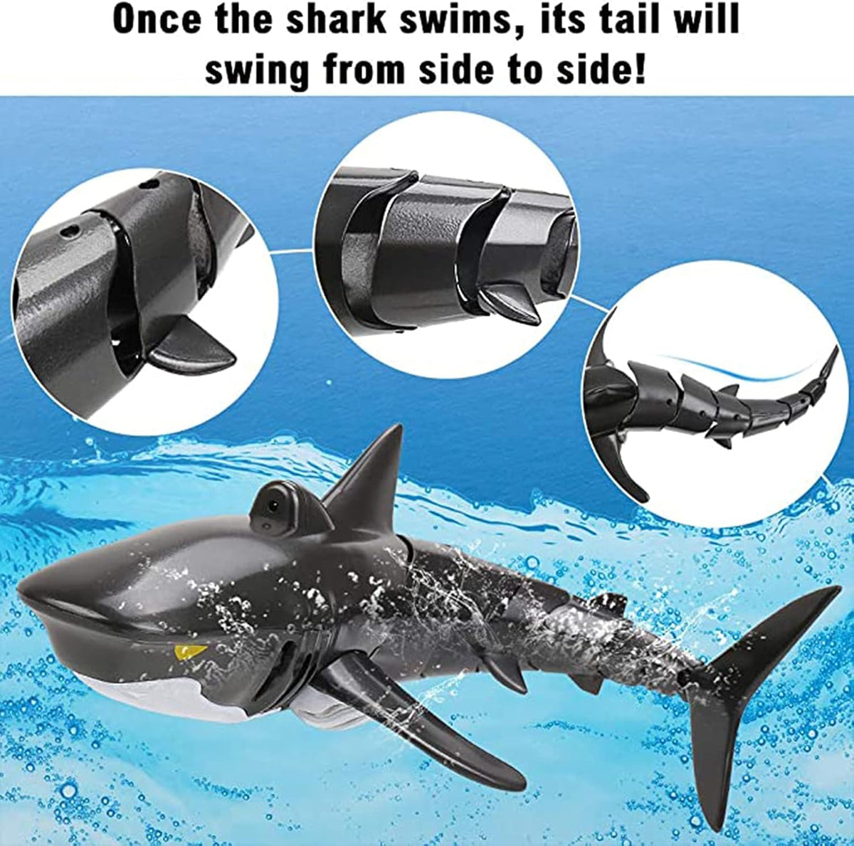 Black Shark Head Shark with LED Light Remote Control Shark Toy 1:18 Pack of 2 Y27949