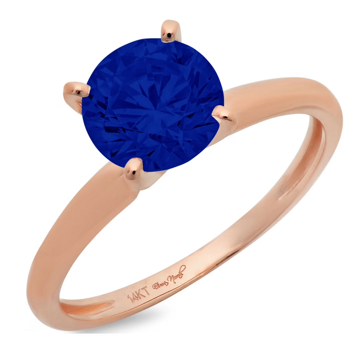 14k Rose Gold Simulated Blue Sapphire Ring Size 10.5 Z90394