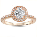 1ct Cushion Halo Diamond Engagement Ring 14K Rose Gold M862