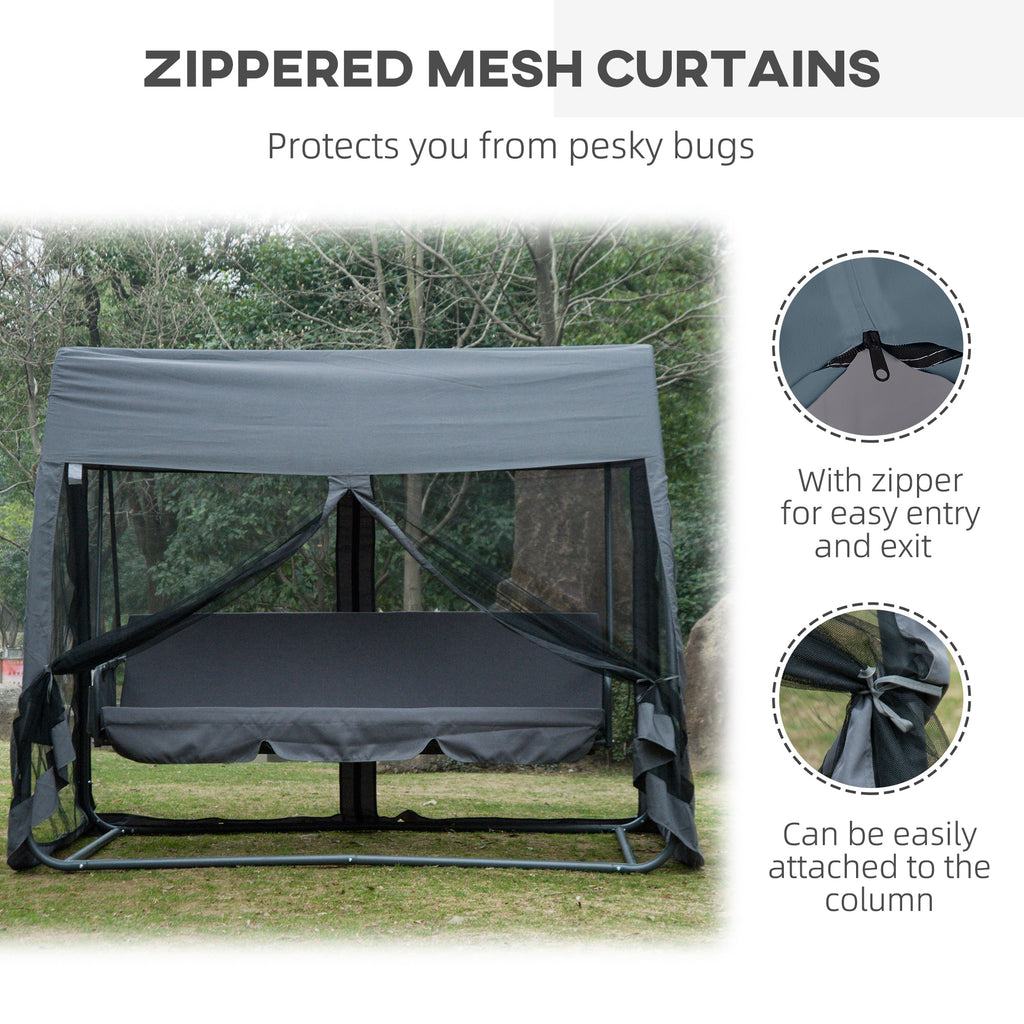 Gray 3-Seat Outdoor Swing Chair Bed E961749