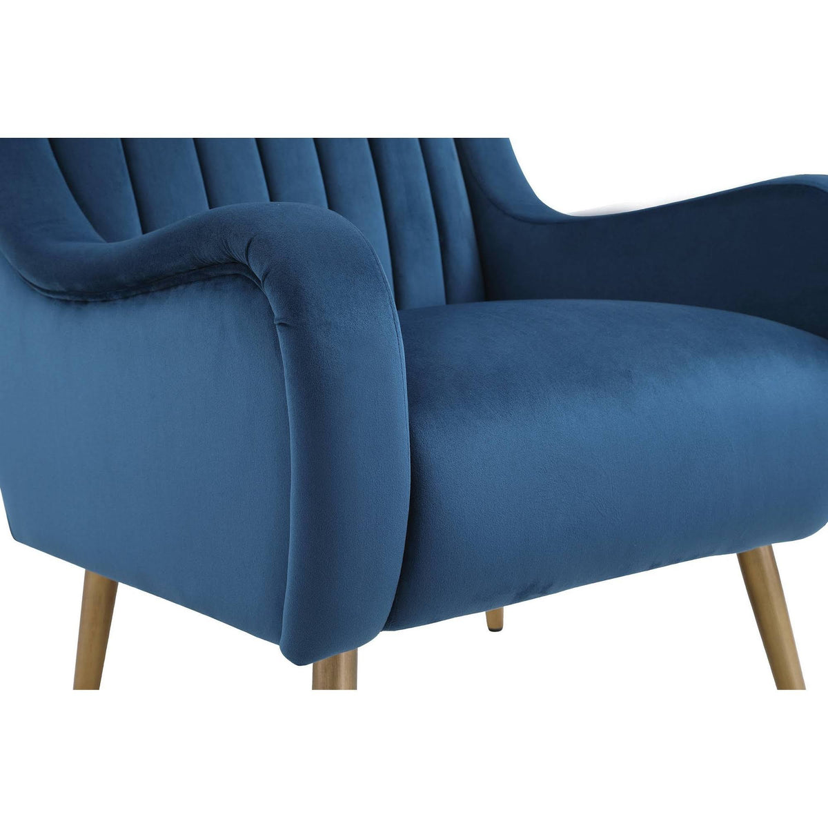 Midnight Blue Velvet Armchair with Gold Legs L317