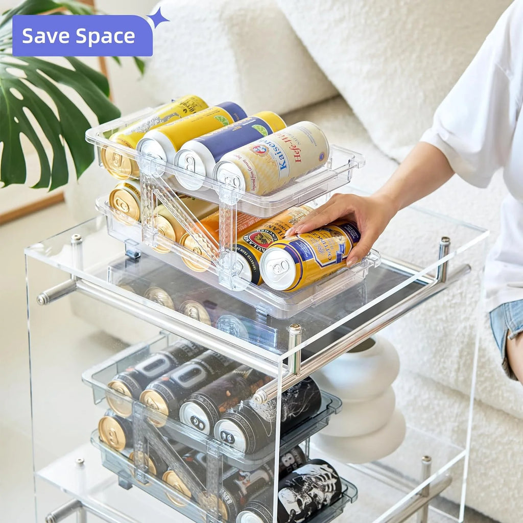 2 Pcs Clear Plastic Beverage Soda Can Organizer for Refrigerator V1482