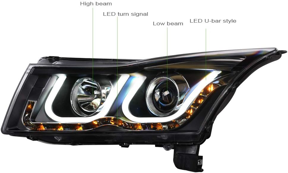 Matte Black LED Projector Headlights For Chevy Cruze K115831