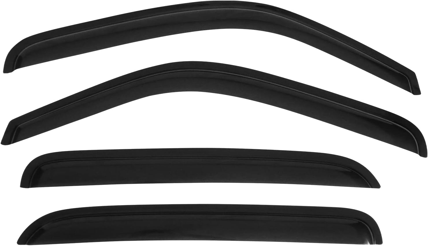 Window Visor Compatible With 2001-2006 Chevy Silverado GMC Sierra Crew Cab, Slim Style Acrylic Smoke Tinted 4PCS Sun Rain Shade Guard Wind Vent Air Deflector by IKON MOTORSPORTS, 2002 2003 2004 2005 Pack of 2 B773