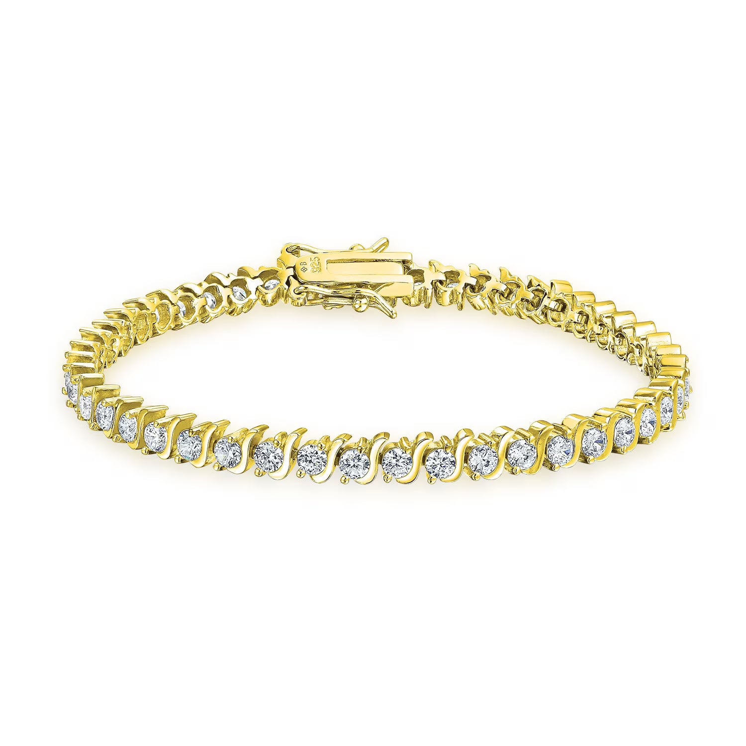 Gold Plated CZ Tennis Bracelet 7" F127
