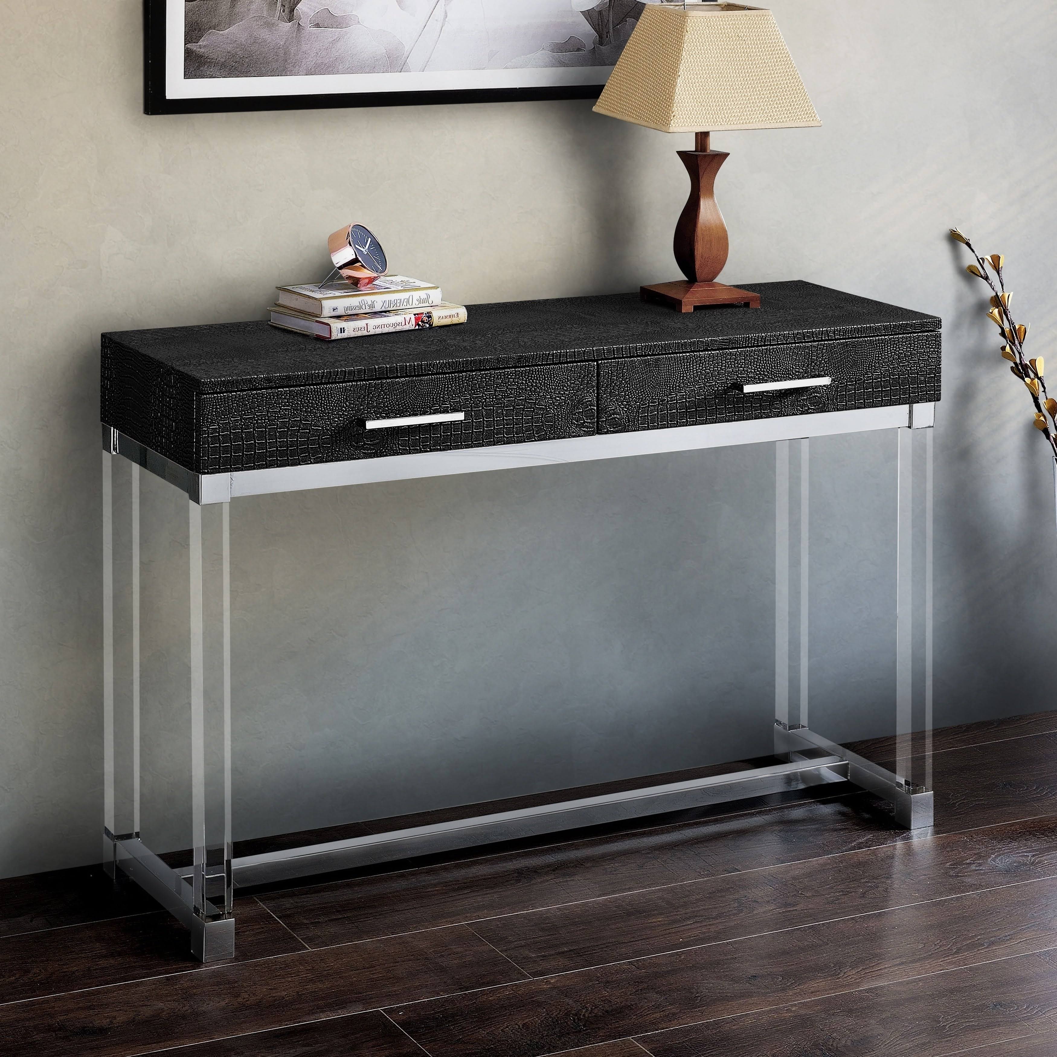 Brown Crocodile Textured Storage Sofa Table S1136