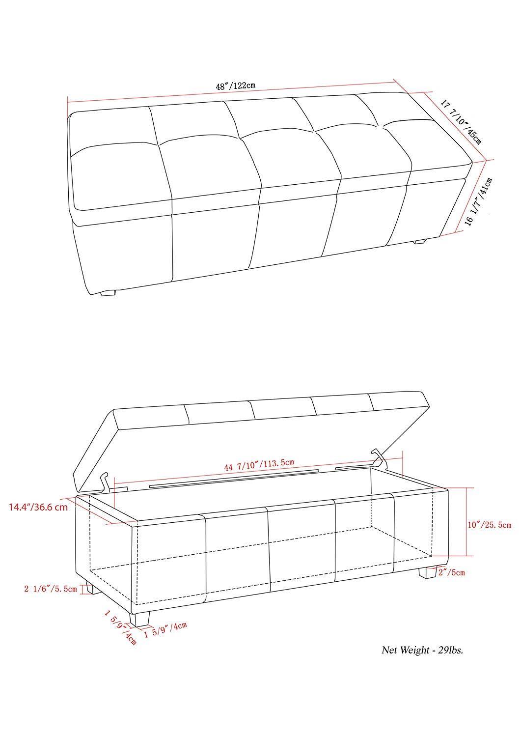 Upholstered Storage Bench B129