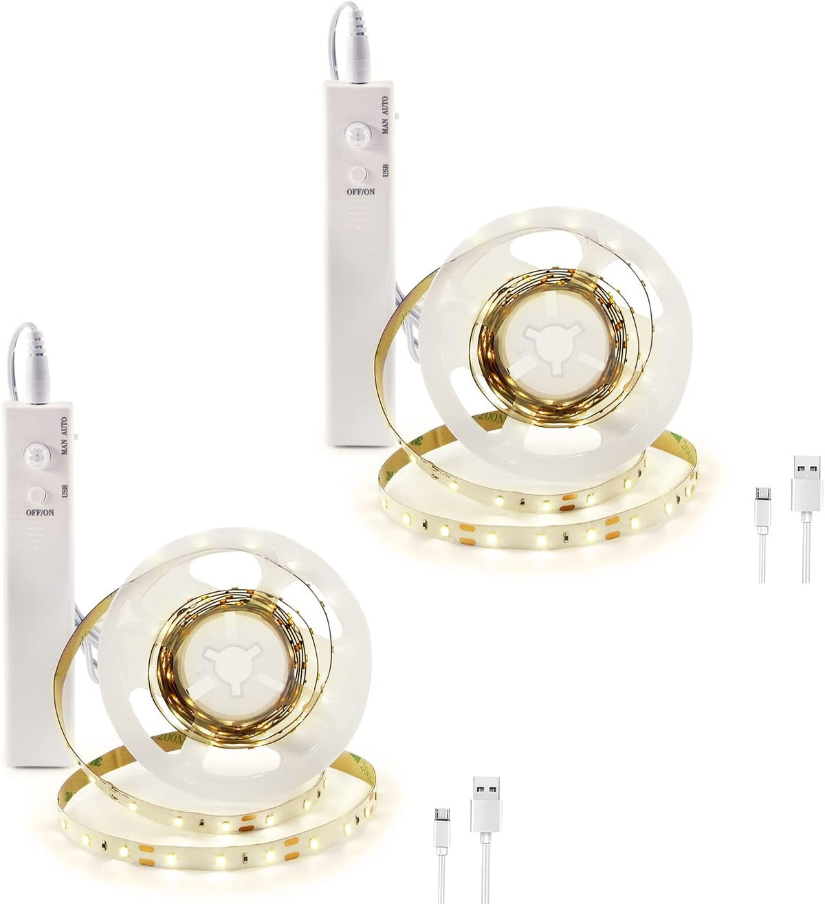 2 Pack Cool White PIR Motion Sensor Controller with Flexible Strip Light H79216