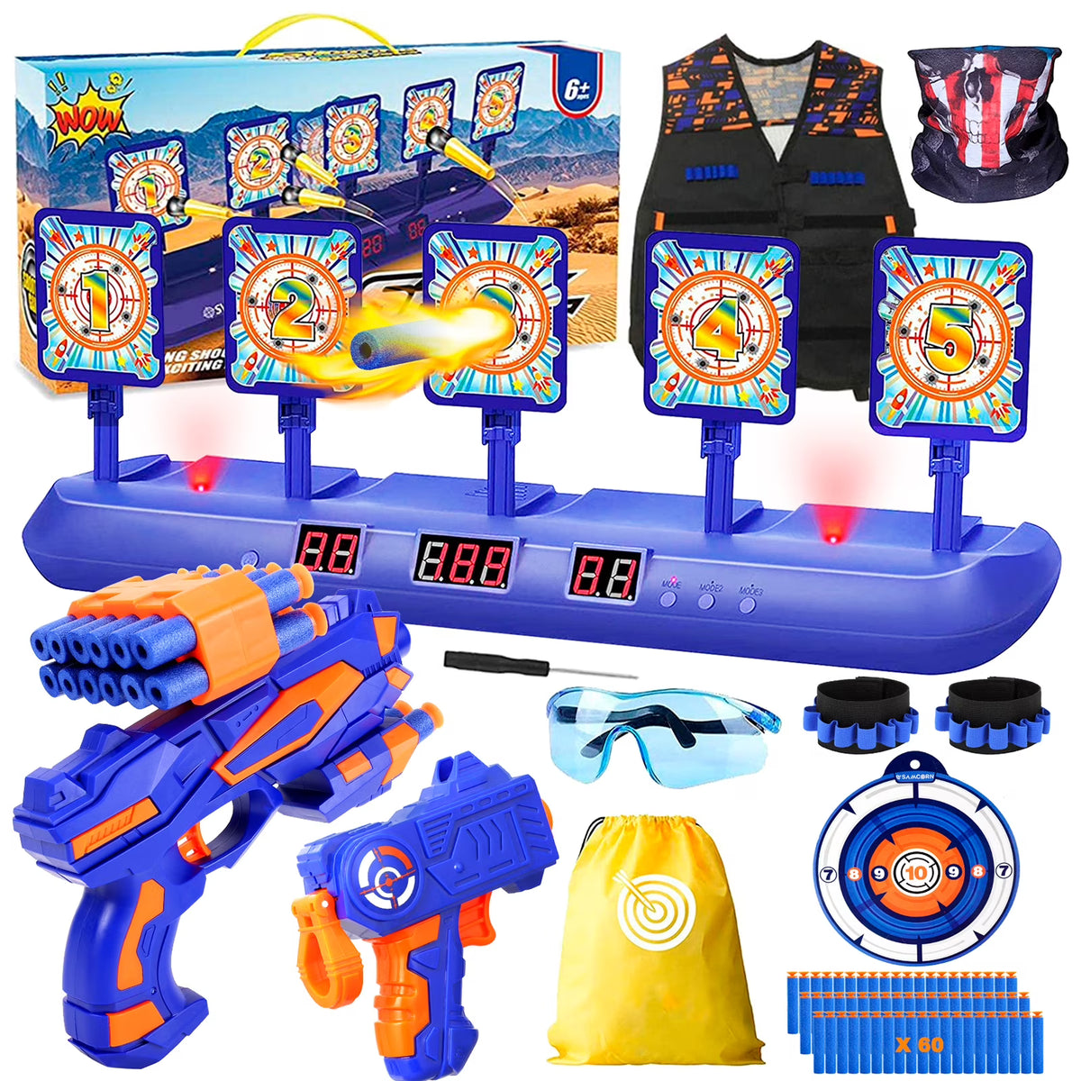 Electronic Shooting Target with 60 Foam Darts D1028