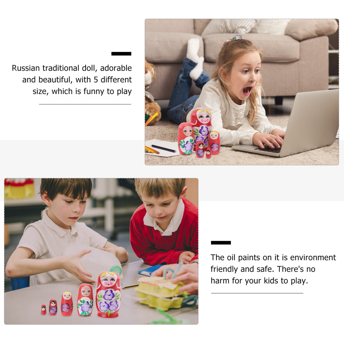 Red Travel Wooden Doll Decor 5 Pcs X163